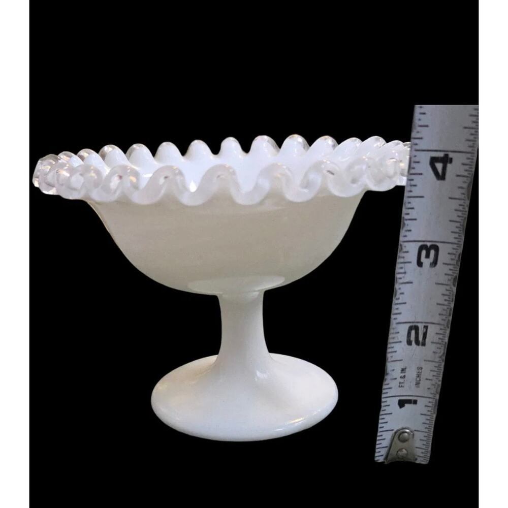vintage‎ Fenton Silver Crest Milk Glass Pedestal Compote, candy, nut dish